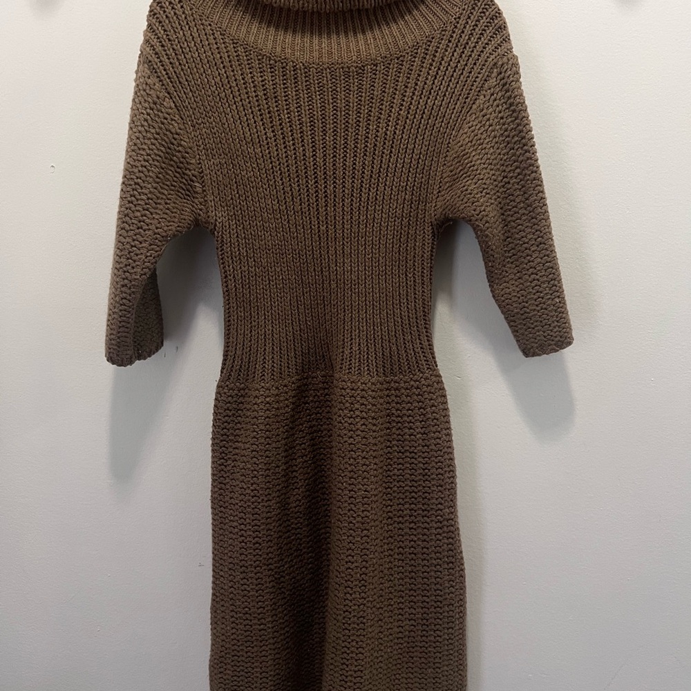 Brown Knit Sweater Dress